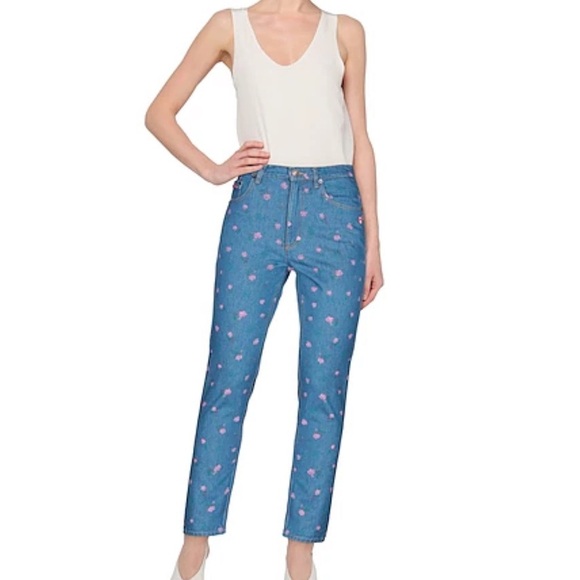 Marc Jacob The Five Pocket Jean Floral Straight Leg Women's Size 26 - Picture 1 of 14